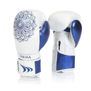 RĘKAWICE BOKSERSKIE KOBIECE YAKIMASPORT MANDALA WHITE/BLUE 12oz