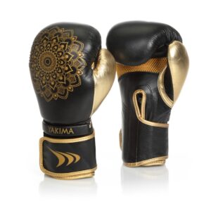 RĘKAWICE BOKSERSKIE KOBIECE YAKIMASPORT MANDALA BLACK/GOLD 12oz
