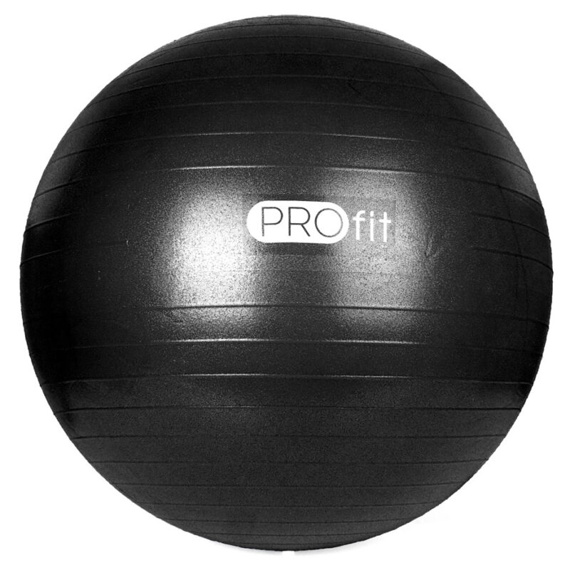 PIŁKA GIMNASTYCZNA PROFIT CZARNA Z POMPKĄ 55CM DK2102