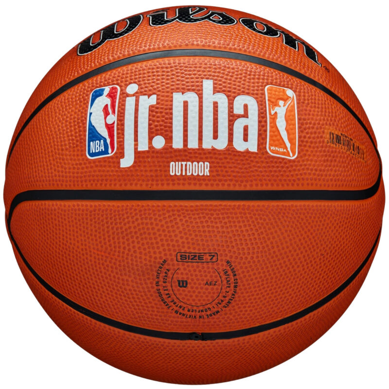 Piłka koszykowa Wilson JR NBA Logo Auth Outdoor pomarańczowa WZ3011801XB7 - obrazek 4